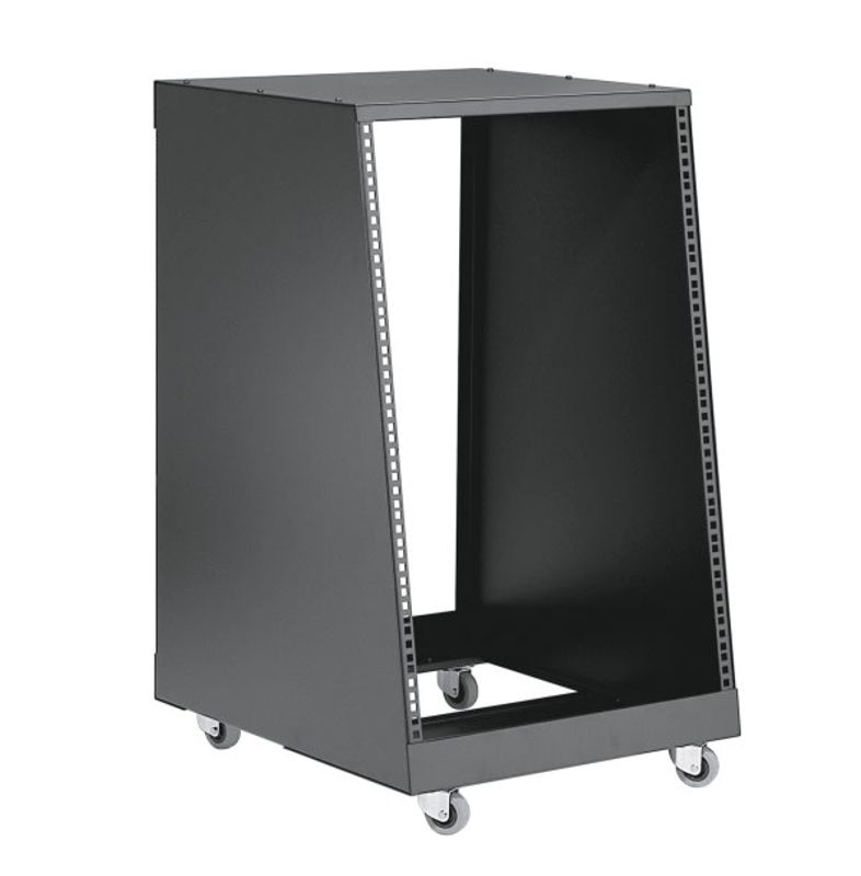Rack 16U u/dør skrå front, inkl hjul