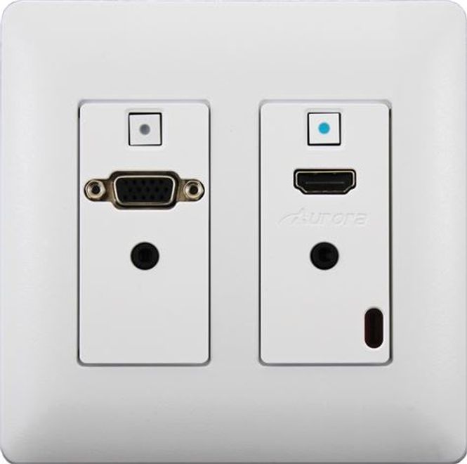 Hovedbilde AURORA HDBaseT Tx Veggpanel VGA HDMI IR UHD Hvit