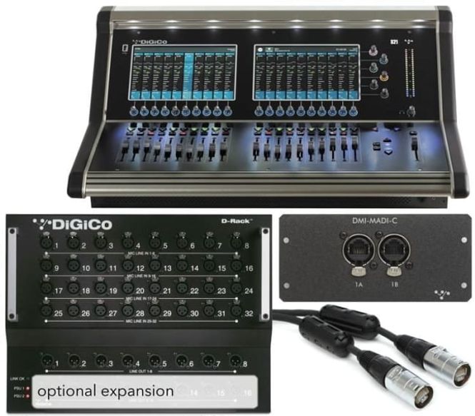 Hovedbilde DiGiCo S21 mikser, D-Rack, DMI-MADI-C, 75m kabel