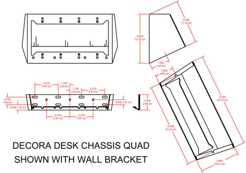 RDL Bordshassis Decora style 4-gang Sort