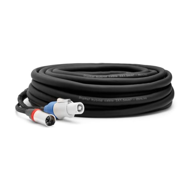 Hovedbilde Hybridkabel DMX powercon 1,5mm2 + 5P XLR, 12m