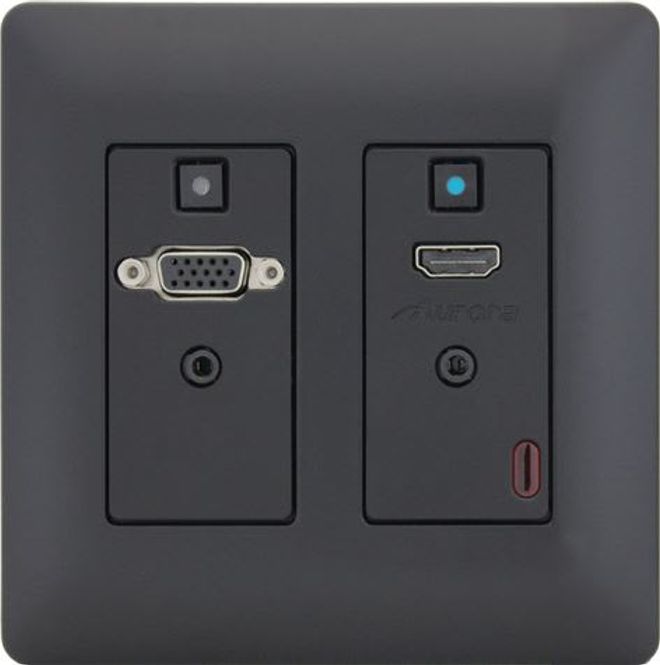 Hovedbilde AURORA Veggpanel HDBaseT Tx VGA HDMI LAN USB Hub UHD Sort