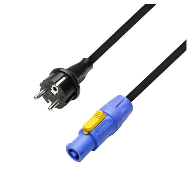 Hovedbilde Strømkabel 1,5mm2 Schuko til Powercon (Blå), 3m