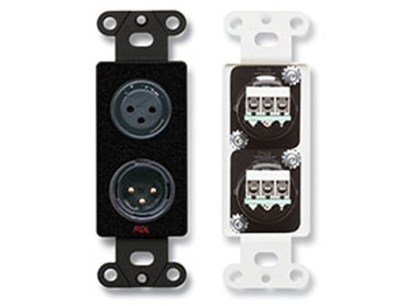 RDL XLR 3-pin Female & 3-pin Male on D Plate-Solder type-Black