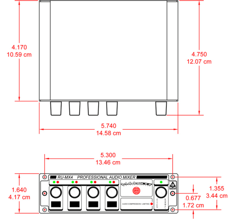 RDL Mikser 4 mic/line (phantom) til 1 ut (mic/line)