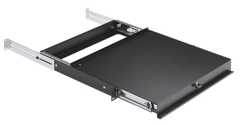 Utrekkbar hylle, 410mm dyp, sort, for mixere eller tastatur