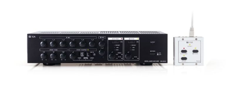 TOA Mikseforsterker 2x 240W, 100V, 6mic (5xXLR), 2 Aux, klang