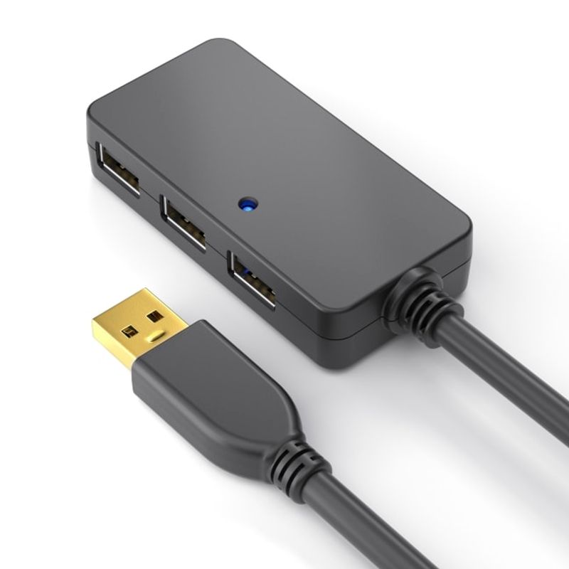 USB 2.0 HUB 4 porter 6m kabel USB-A Hann