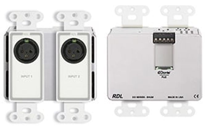 Hovedbilde RDL Dante Veggpanel 2xXLR Inn/2x Linje Ut Bak POE