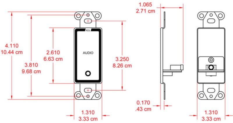 RDL Termineringsplate 3,5mm jack foran/bak for US-veggboks