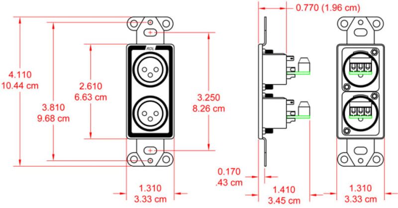 RDL Termineringsplate 2x XLR3F for US-veggboks