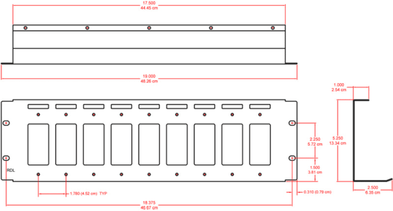 RDL Adapter Rackmontering for 9 Decora moduler 3U